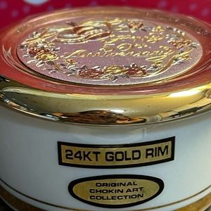 Vintage "The Art Of Chokin" 24k gold rim, trinket container. Beautiful!